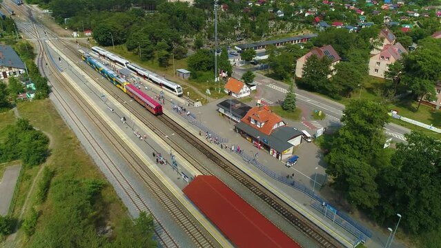Train Station Hel Dworzec Kolejowy Aerial View Poland