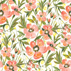 Seamless pattern with bright spring flowers. - 780712191
