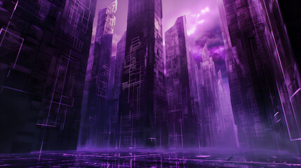 Fototapeta premium Futuristic Cityscape in Violet Hues