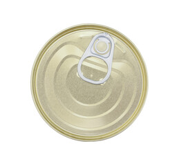 Closed metal tin can isolated on white.