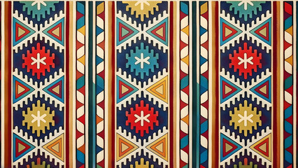 Seamless Ethic Pattern Tribal Motifs Inspired by African and Nomadic Carpets and Rugs. Can be used as background, backdrop, textiles or illustration vector.