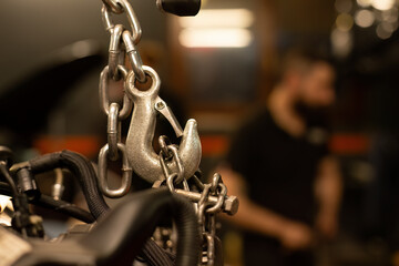 Taut Chain and Hook Close-Up