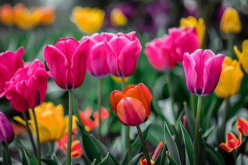 Tulip Elegance: A Vivid Dance of Spring Colors