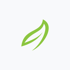 abstract green leaf flat design icon logo