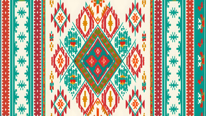 Seamless Ethic Pattern Tribal Motifs Inspired by African and Nomadic Carpets and Rugs. Can be used as background, backdrop, textiles or illustration vector.