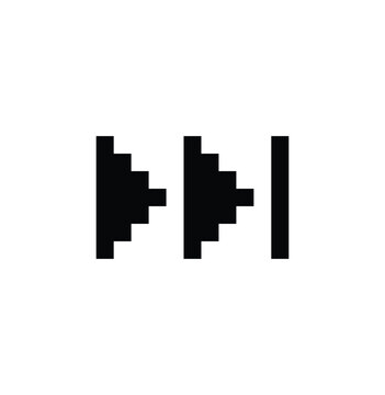 pixel Rewind Forward icon. Vector pixel art 8 bit logo for game