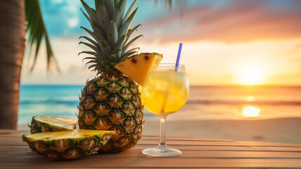 tropical cocktail on the beach