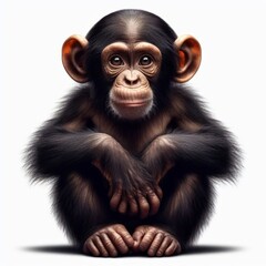 Image of isolated chimpanzee baby against pure white background, ideal for presentations
