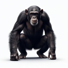 Image of isolated chimpanzee against pure white background, ideal for presentations
