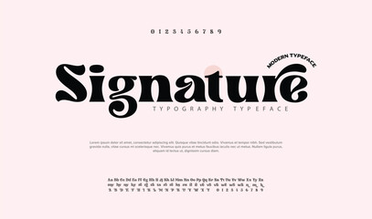 Elegant Font Uppercase Lowercase and Number. Classic Lettering Minimal Fashion Designs. Typography modern serif fonts regular decorative vintage vector illustration