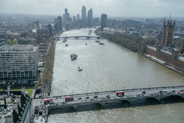Aerial View of Westminster Bridge and the London Skyline