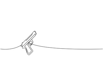 Modern gun one line continuous drawing. Various modern weapons continuous one line illustration. Vector linear illustration.