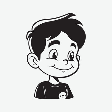 recommend clip art: Children's emotion expression bundle set. Hand drawn, doodle illustration in black and white, ink style. Cartoon collection of little boys portraits, various human races. 