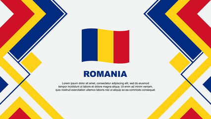 Romania Flag Abstract Background Design Template. Romania Independence Day Banner Wallpaper Vector Illustration. Romania Banner