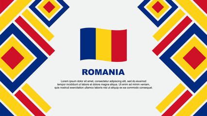 Romania Flag Abstract Background Design Template. Romania Independence Day Banner Wallpaper Vector Illustration. Romania