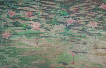 Water Lilies painted mural