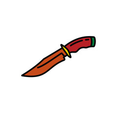 Original vector illustration. Contour icon of a camping knife.