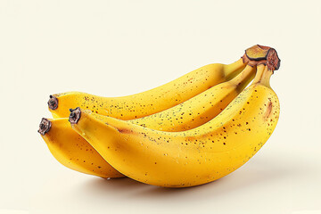 Ripe Bananas Cluster on White Background"