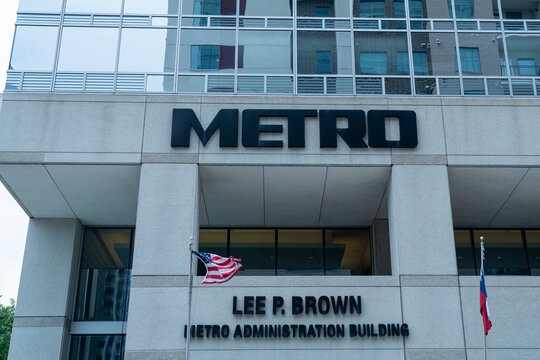 Houston, Texas, USA - April 6, 2024: Lee P. Brown Metro Administration Building in Houston, Texas, USA. 