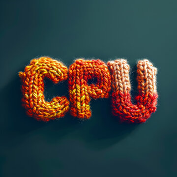 logo of three letters "CPU" in Knitted STYLE