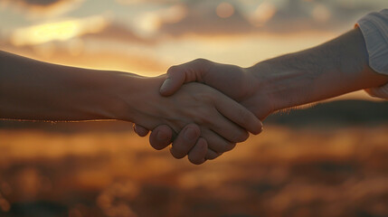 A man and a woman shaking hands in agreement8K