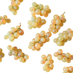 A cluster of grapes on a transparent background resembling a sculptural flower bouquet