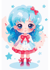 Vector cartoon girl character