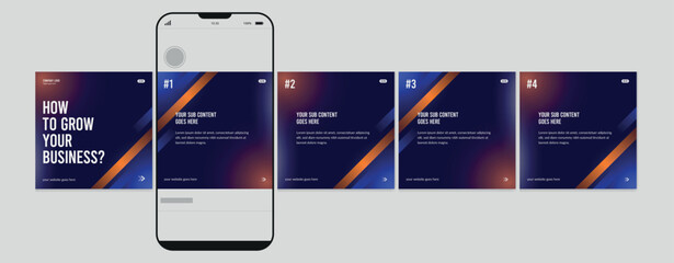 Set of Linkedin Carousel Post, editable social media Instagram carousel post, modern and creative business carousel post template, eps 10. © Graphaxil