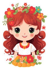 Fototapeta premium Vector cartoon girl character