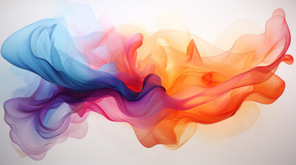 Liquid Smoke Made With Rainbow Colors On White Background - obrazy, fototapety, plakaty