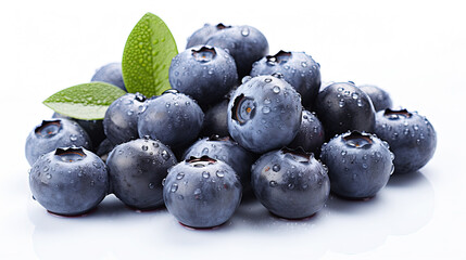 A Pile of Fresh Blue Berry Fruit On Isolated White Background - obrazy, fototapety, plakaty