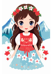 Vector cartoon girl character