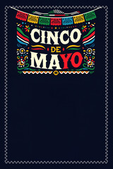 Cinco de Mayo Festive Banner with Traditional Papel Picado, Bold Typography - Perfect for Web, Events, and Graphic Templates with Ample Copy Space