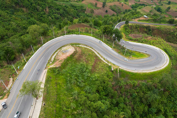 The Phu Kao Ngom curved road in north Thailand