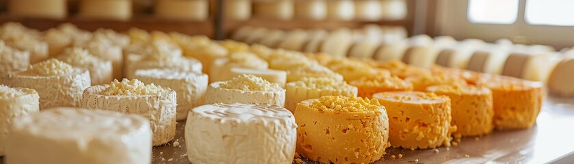 Artisan cheese making, traditional, detailed, craftsmanship, vibrant colors - obrazy, fototapety, plakaty