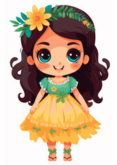 Vector cartoon girl character
