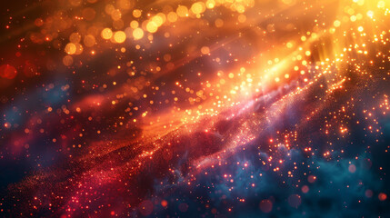 Obraz premium A vibrant tapestry of cosmic stars and bokeh lights, blending the allure of night skies with festive colors.