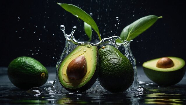 avocado with water drops