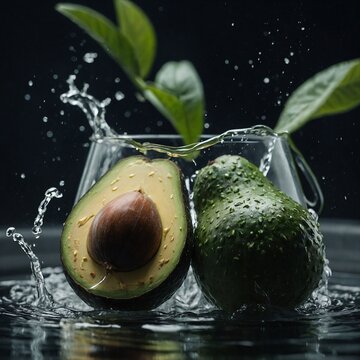 avocado and water splash