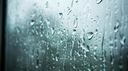 Rain-soaked windowpane close-up texture background