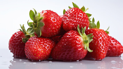 A Group of Fresh Strawberry Fruit On Isolated White Background