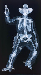 X-Ray Vision of Cowboy with Bottle and Gun
