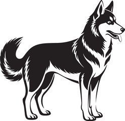 dog silhouette. black and white. vector illustration in white background