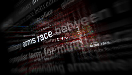 Arms race headline titles media 3d illustration