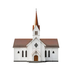 Fototapeta na wymiar A photograph of a church placed on a flat, Isolated on transparent PNG background, Generative ai