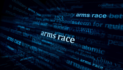 Arms race headline titles media 3d illustration