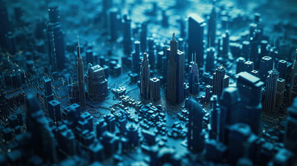 Futuristic cityscape with towering skyscrapers and modern buildings in the background, 3D ing of urban metropolis