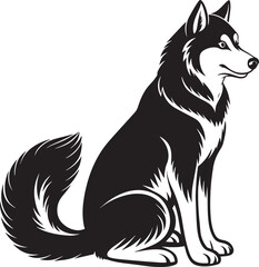dog silhouette. black and white. vector illustration in white background