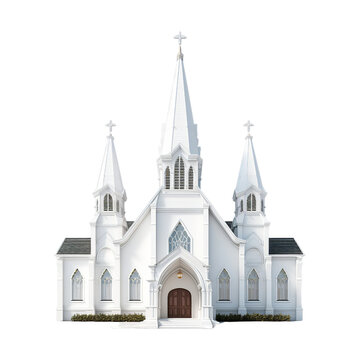 A photograph of a church placed on a flat, Isolated on transparent PNG background, Generative ai