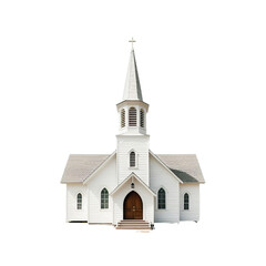 A photograph of a church placed on a flat, Isolated on transparent PNG background, Generative ai